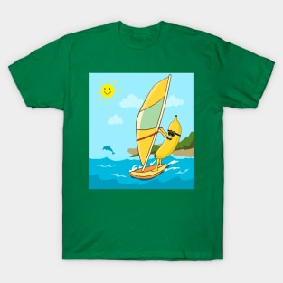 Andy Banana Windsurfing Summer Beach Waves T-Shirt